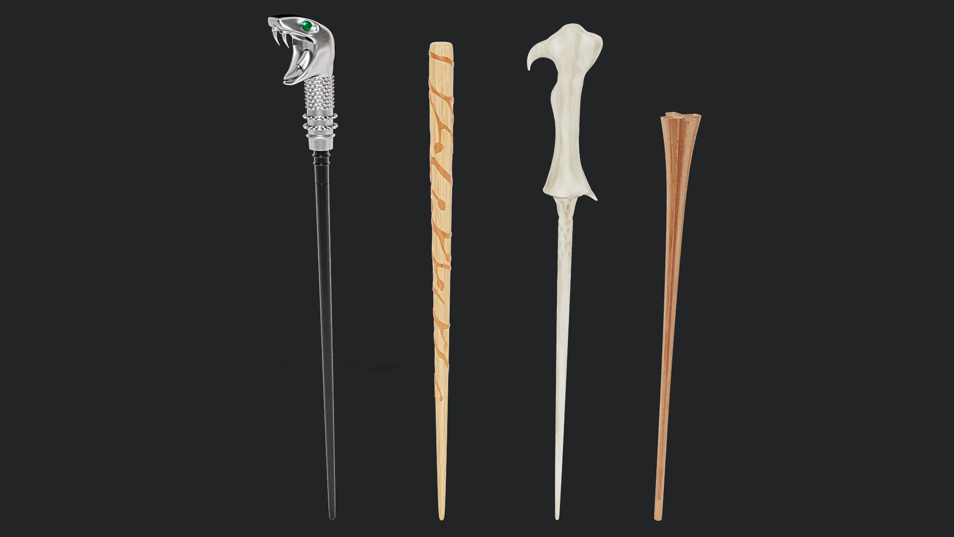 Descargar archivo STL Harry Potter Wands Vol 2 (Lucius Malfoy,Hermione,Voldemort,Flitwick