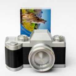 7R304308.jpg STL file Camera Business Card Holder, DSLR, Paperweight, Photo Decor・3D printable model to download
