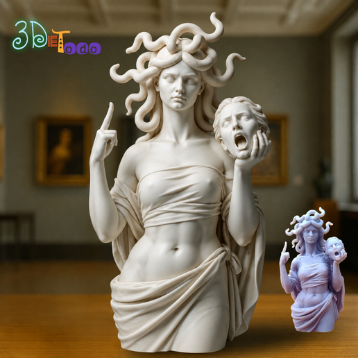 estatua de Medusa, escultura griega – Decoración con el dedo medio – estatua grosera