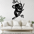Koala-in-Tree.png Koala im Baum 2D Wandkunst/Fensterkunst - Digitale STL & SVG Dateien für 3D-Druck und Laserschneiden