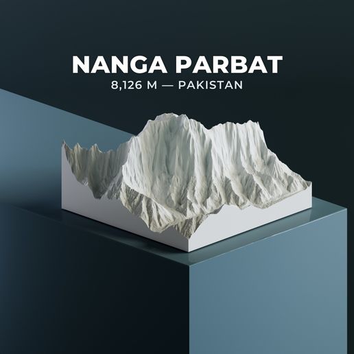 Nanga Parbat (8,126m) 3D Model STL — The Killer Mountain of the Himalayas, Pakistan