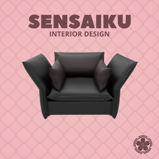 Miniature Replica 1:12 Edward Barber and Jay Osgerby 05. Mariposa Love Seat for Miniature Dollhouse - 3D Print Instant Download - Miniature Furniture Designer Series