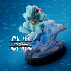 Untitled-3.png STL file TOTODILE POKEMON FANART STATUE・3D printable design to download