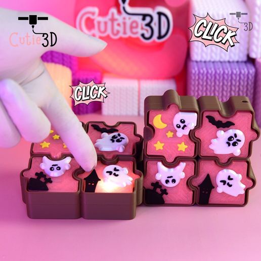Cutie3D Spooky Puzzle Fidget Led Clicker Keychain - Cute Backpack Keychain
