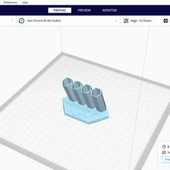 File Edit View Settings Extensions Preferences Help Ultimaker Cura Te er Co Marcus 3D Printer v © Best Filament BF ABS SkyBlue v = High - 0.15mm & 20% Qa off wW On v A Object list © 3hours 41 minutes @ 4 A4_Pen_Holder 16g - 6.19m 77.0 x 50.0 x 51.6 mm Preview Y= WV kom DIIC.4 Qe@e@Avd Stark Industries Pen Holder
