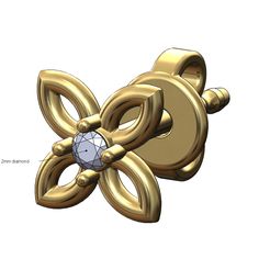 Diamond-Celtic-flower-Stud-earring-00.jpg Archivo STL Pendiente de diamantes con flor celta Modelo de impresión 3D・Modelo para descargar e imprimir en 3D
