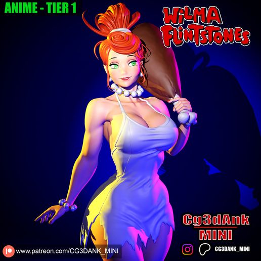 WILMA FLINTSTONE - ANIME (FAN ART) - 3D model önizlemesi