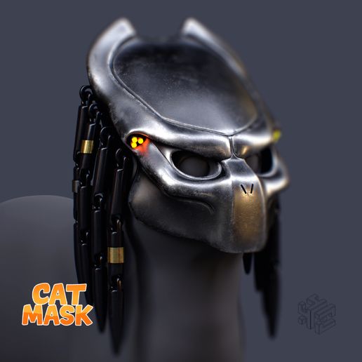 Predators Cat Mask – 3D Printable Pet Cosplay Accessory (Flexi Dreadlocks)