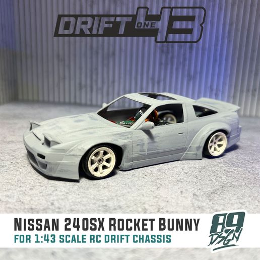 🚀 Nissan 240SX Rocket Bunny for 1:43 scale rc drift chassis・ STL