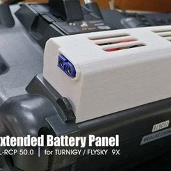 xl_rcp_50_ext_batt_9x_12.jpg Бесплатный STL файл Extended battery panel for Turnigy 9X and Flysky 9X・Шаблон для 3D-печати для загрузки