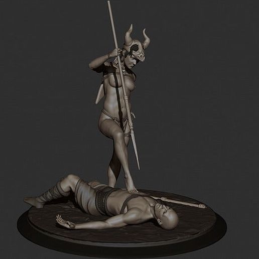 6b3670920f454eb8e55c2129a33ac2dd_display_large.jpg Free STL file Amazon warrior girl with the spiar・Template to download and 3D print, Boris3dStudio
