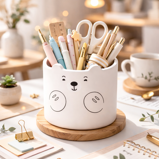 Cute Bear Pen Holder | Desk Organizer | Kawaii Bear Cup