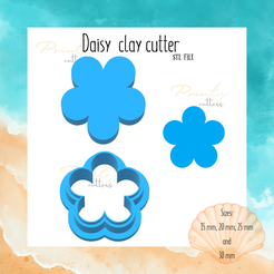 Daisy cl clay cutter STL FiLE Ses > 15mm, 20 mm, 25mm and Daisy clay cutter | Sea animal clay cutter | Summer clay cutter | Polymer clay tool | Clay cutter | Cookie cutter
