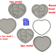 STL00732-5.png 1pc + 2pc + 3pc Dog & Cat Heart Bath Bomb Mold