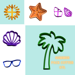 summer-cookie-cutter-pack-stl-file.png Archivo STL cortador de verano pack de corte x6・Diseño imprimible en 3D para descargar