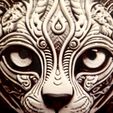20230723_233841.jpg Optical Illusion 3D "Sterling Silver" Cat wall art cat wall decor 3D Mandala Art