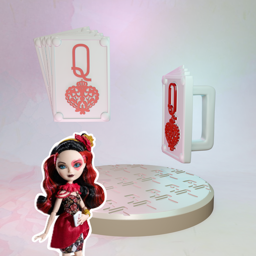🥰 Ever After High Spring Unsprung Lizzie Hearts doll cards/ring
