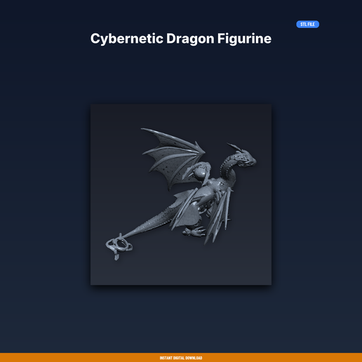Cybernetic Dragon Figurine - 3D Printable STL File