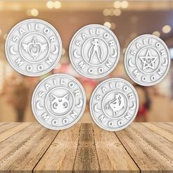sailor-moon-coasters.jpg STL file Sailor Moon Coasters・3D print object to download