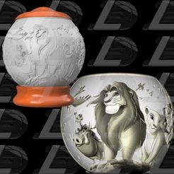 Vignette.jpg Télécharger le fichier STL Lion King spherical night light lithophane • Objet à imprimer en 3D, Ludo3D