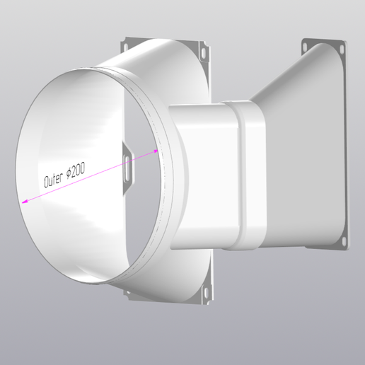 ASIC T21 Intake + Exhaust Air Duct Flange Kit 200mm with PSU Cooling - STL for 3D Printing