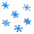 SnowflakeChristmasOrnamentsWithoutJumpringsGroup3DImage1.png Christmas Ornaments - 6 Pack Of Snowflakes