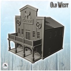 1-PREM.jpg Archivo STL Western saloon with one floor (22) - USA America ACW American Civil War History Historical・Plan de impresora 3D para descargar