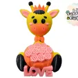 2024-02-04_e50bffe6a906a.webp Royal Love: 3D Printed Valentine's Day Giraffe with Crown and Bouquet