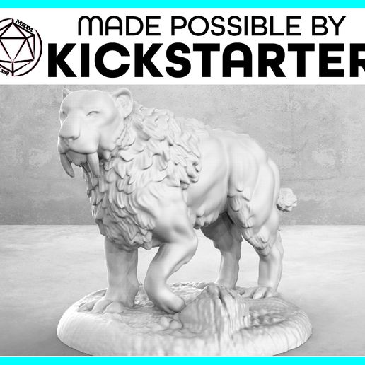 Saber Tooth Tiger - Casual Pose - Tabletop Miniature 3D model