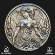 Front.png Angel Relief for CNC Laser and 3D Print STL File and 4K Grayscale TIF - High Detail 3D Model