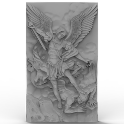 Archangel-Michael-and-the-Devil.png 3D Model STL File for CNC Router/Laser & 3D Printer Archangel Michael and the Devil