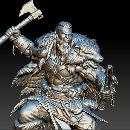 y7uiui.png Wolfborn Berserker – Dual Axe Warrior STL
