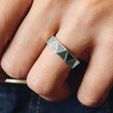 Oxidised-Ring-2.jpg Triangular Faceted Oxidised Silver Ring Band