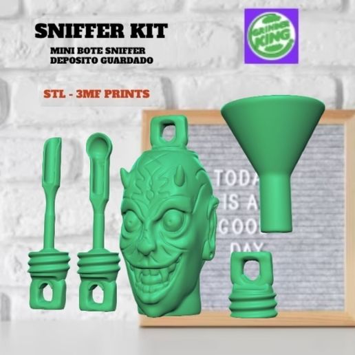 MINI BOTE SNIFFER MINI DEPOSITO GUARDADO DIAVOLO .KIT BOTE CON CUCHARA COLOMBIANA - SNIFF KIT - SNUFF - ARCHIVOS 3 MF Y STL ALTA DEFINICION.HD PRINT.