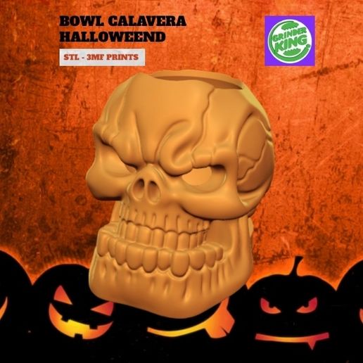 BOWL HALLOWEEN - GRAN BOWL CALAVERA - 190X180X155 mm.- ARCHIVOS 3mf y STL ALTA DEFINICION IMPRESION 3D -#CULTSOWEEN 3D model