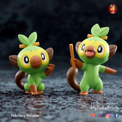 grookey-color-1-copy.jpg STL-Datei Grookey - Pre-supported Gen 8 starter・3D-druckbares Modell zum Herunterladen