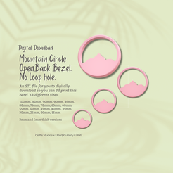 Cover-7.png Mountain Circle Open Back Bezel STL File- No Loop Hole - Digital Download -18 Sizes- Necklace Earring Keyring Modern Design