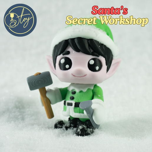 1.png Oficina secreta do Papai Noel🎁 Elfo articulado + ferramentas + construção de oficina modular + adereços de brinquedo (conjunto de férias para impressão 3D)