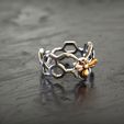 2.jpg Honeycomb Bee Statement Ring