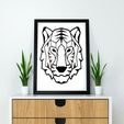 74.Tiger (2).jpg STL file Tiger wall Sculpture 2D・3D print model to download
