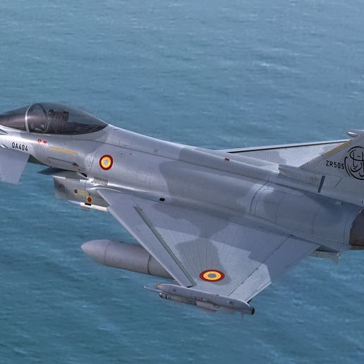 Qatar EuroFighter Typhoon with High Resolution Cocpit Low-poly 3D model