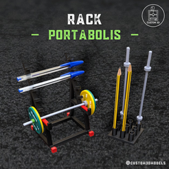 Rack-Escritorio.png Файл STL 🏋🏽‍♂️ Стойка Portabolis 🏋🏽‍♂️ | Mini Gym | Crossfit・Модель 3D-принтера для загрузки