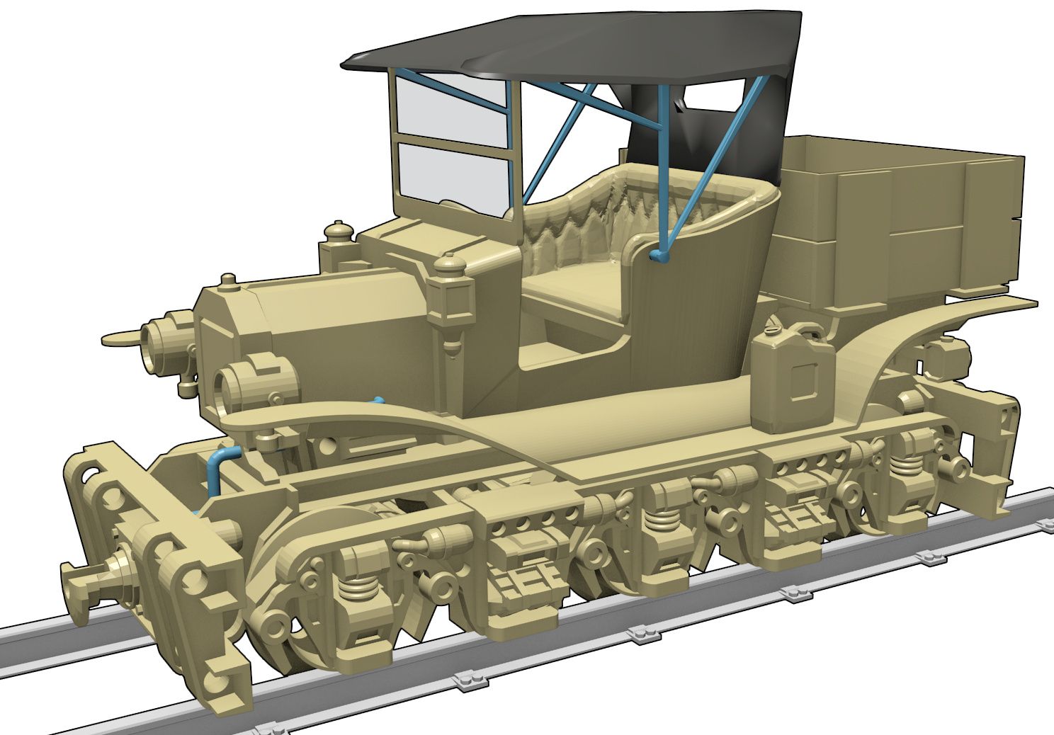 VintageRailCar_AssemblyRender.jpg Download free STL file Vintage Railcar - 36mm gauge • 3D printer design, BouncyMonkey