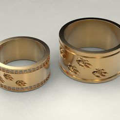 Wedding-rings-Wolf-tracks-2.jpg Archivo STL Anillos de boda Wolf tracks・Modelo imprimible en 3D para descargar