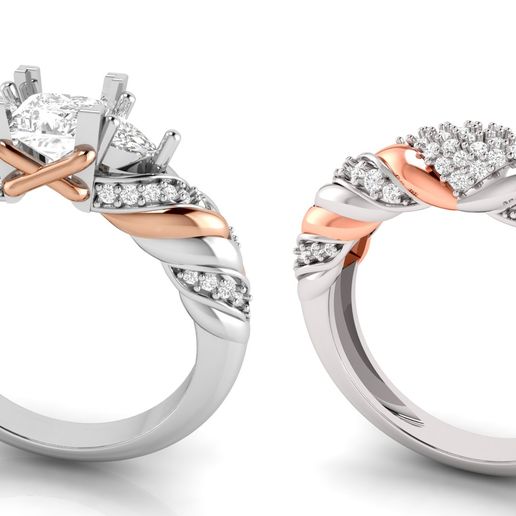 STL file Engagement Ring with Matching Band For Couple 💍 (OBJ)・3D ...