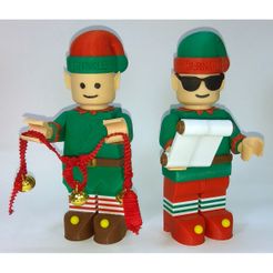 Elf Bernard and Twinkle1.jpg Fichier STL gratuit Jumbo Lego Christmas - Elfes - Bernard et Twinkle・Design pour imprimante 3D à télécharger