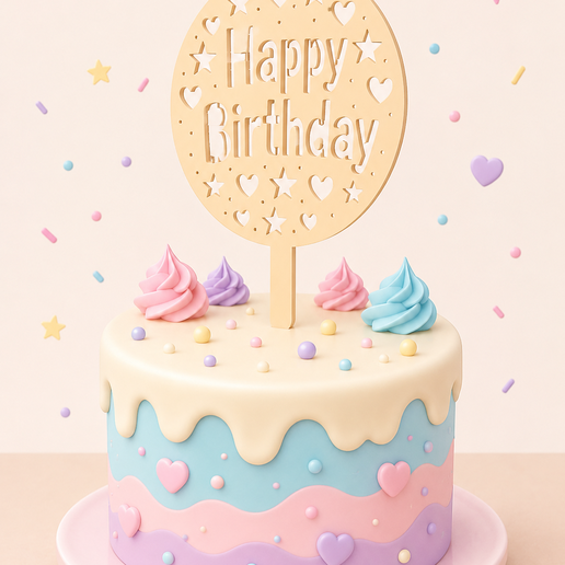 Cake Topper “Happy Birthday” 🎂✨