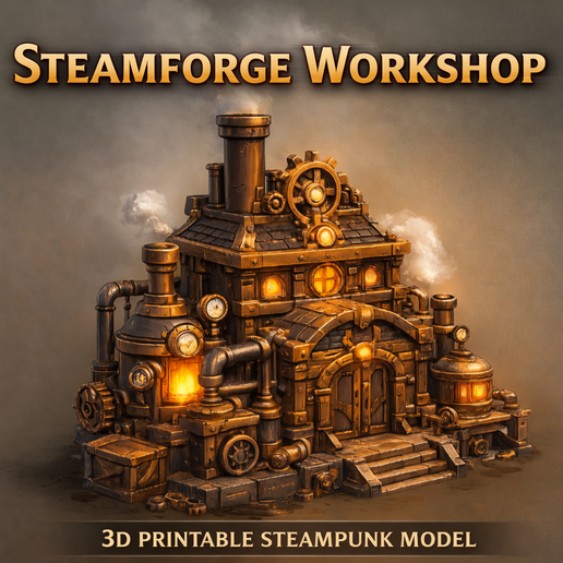 Steamforge Workshop – Steampunk Factory Building for 3D Printing