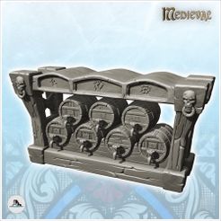 1-PREM.jpg STL file Wooden barrel cabinet with skull insignia (19) - Ork Green Horde Fantasy Beast Chaos Demon Ogre・3D printable model to download
