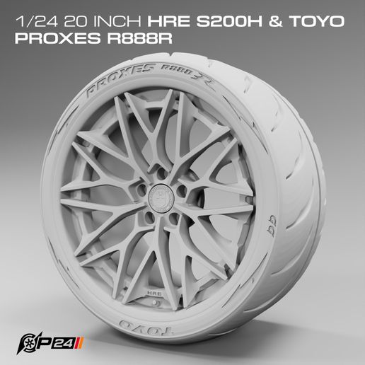 🛞 1/24 20 INCH HRE S200H & TOYO PROXES R888R・ STL File for 3D